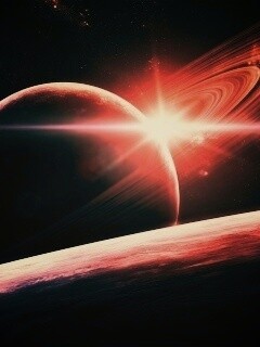 Солнце сквозь кольца Сатурна обои