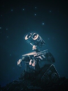 Валли смотрит на звезды обои