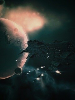 Космический флот атакует планету обои