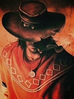 Мужик с сигарой в шляпе и пончо обои