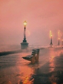 Набережная в ливень обои