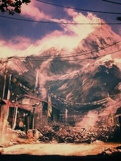 Загороженная улица в горах обои