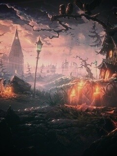 Страшный хэллоувинский пейзаж обои