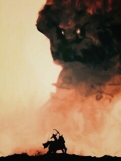 Всадник и огромный голем обои