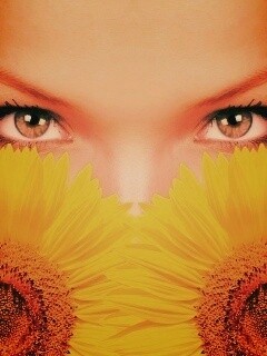 Девушка с желтыми ромашками обои