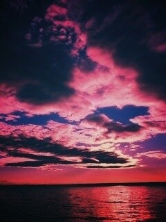 Фиолетовое закатное небо обои