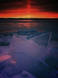 Река на закате обои