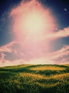 Солнце над холмом обои