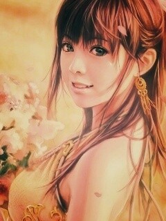 Девушка с цветами обои