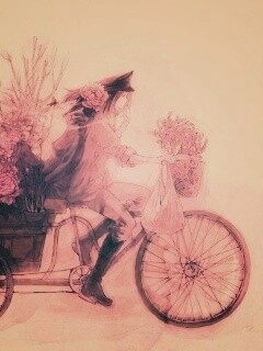 Развозчик цветов в пастельных тонах обои