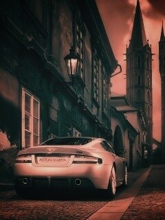 Aston Martin в старинном городе обои