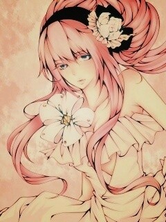 Розововолосый вокалоид обои