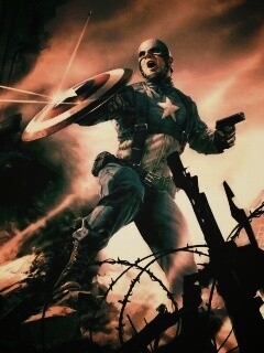 Капитан Америка на баррикадах обои