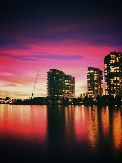 Фиолетовый закат в Ванкувере обои