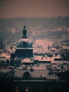 Город зимой обои