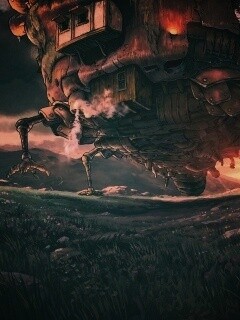 Ходячий замок в движении обои