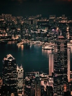 Небоскребы ночью обои