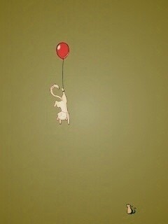 Котэ улетает на шаре обои
