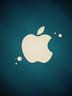 Логотип Apple на фоне голубых полос обои