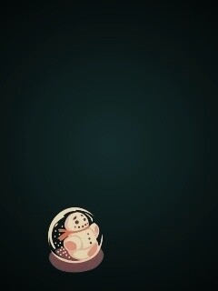 Снеговик и три снежинки обои