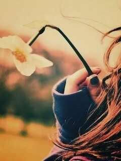 Девушка с нарциссом в руке обои