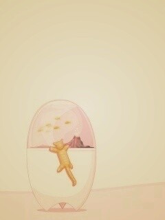 Кот прыгает на аквариум обои