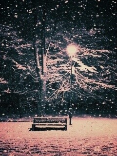 Ночь..улица..фонарь..скамейка.. обои