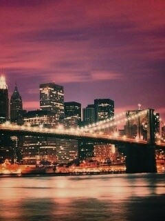 Бруклинский мост на фоне ночного Нью-Йорка обои