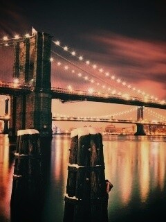 Бруклинский мост зимой HDR обои