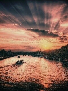 Закат над парижем HDR обои