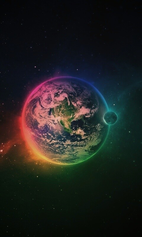 Земля в радужном ореоле обои