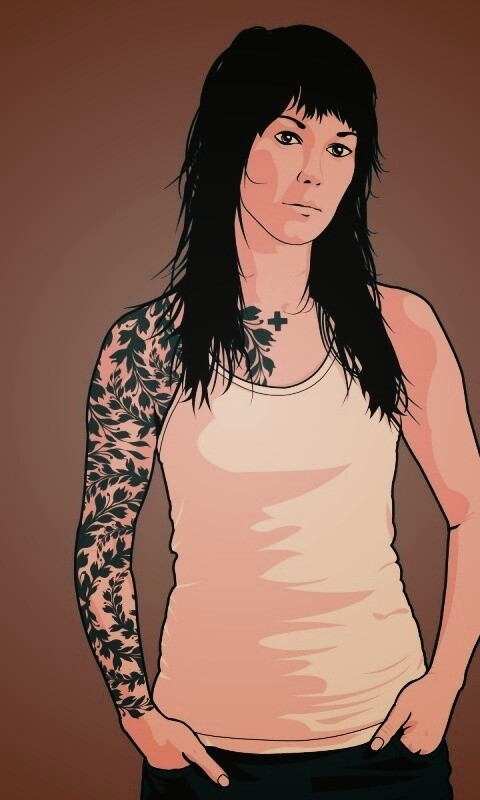 Девушка с татуировкой в виде листвы обои