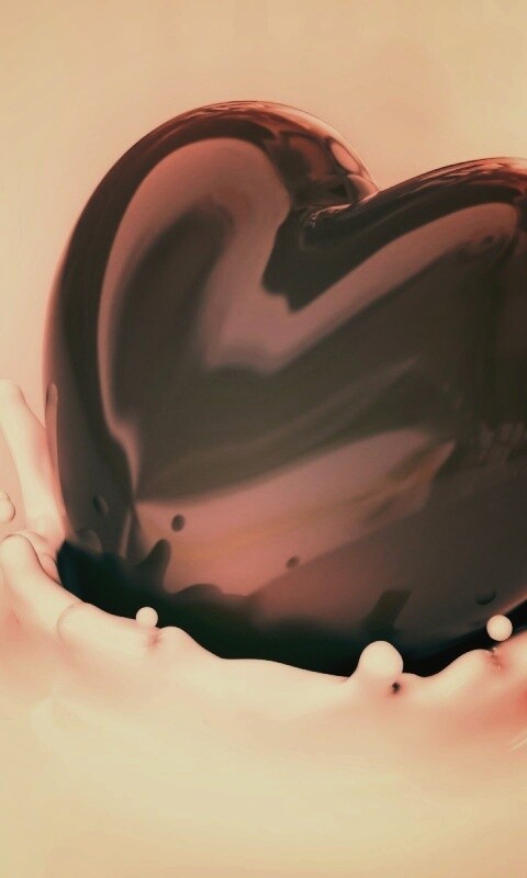 Шоколадное сердце в молоке обои