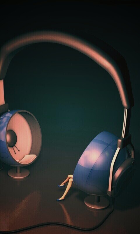 Девушка в наушниках обои