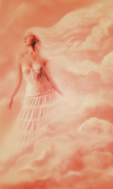 Девушка на облаках обои