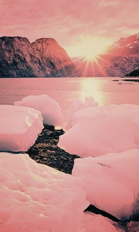 Зимнее горное озеро обои