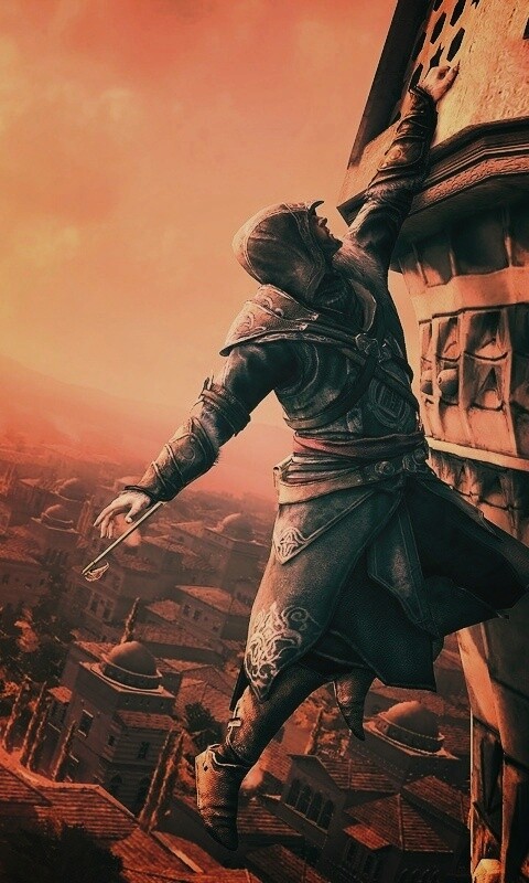 Ассасин лезет на башню обои