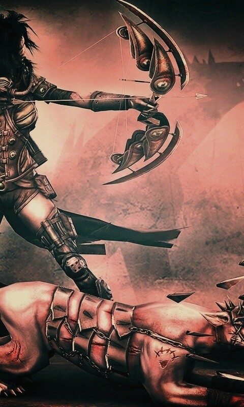 Лучница с боевым псмо обои