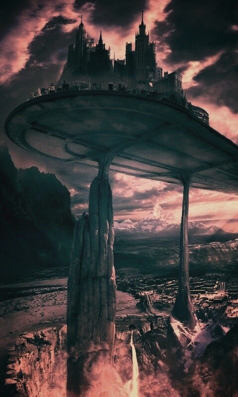 Город на вершине скал обои