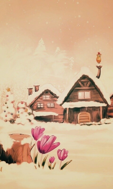 Деревня в новый год обои