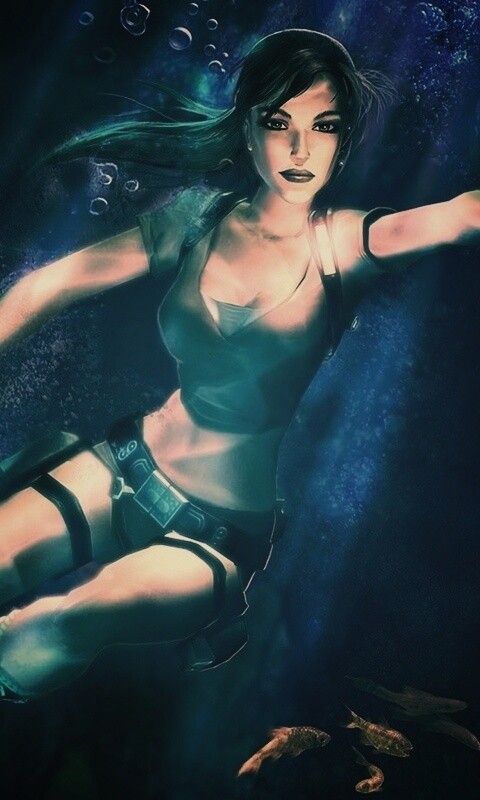 Лара под водой обои