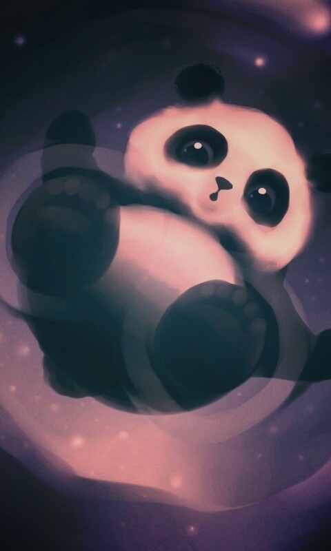 Маленькая панда и лужа обои