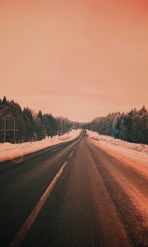 Дальняя дорога зимой обои