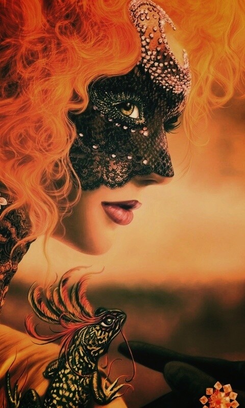 Девушка в карнавальной маске обои