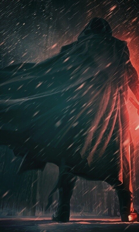 Кайло Рен в зимнем лесу обои