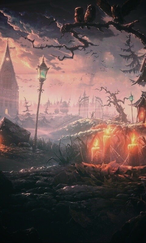 Страшный хэллоувинский пейзаж обои