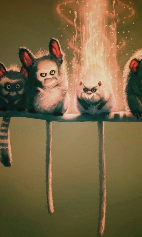 Существа на ветке обои