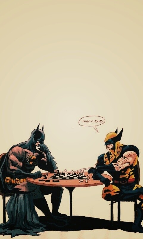 Бэтмен и Расомаха играют в шахматы обои