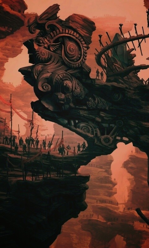 Древний корабль в скалах обои