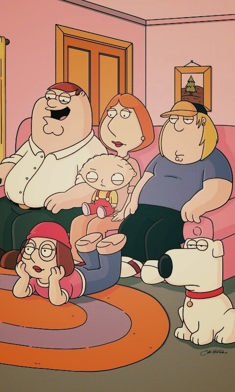 Гриффины всей семьей перед телевизором обои